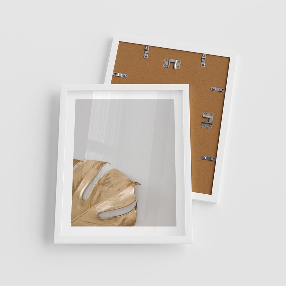 Plakat w ramie 40x50 - Natury Szlachetność - złote, liście - rama biała