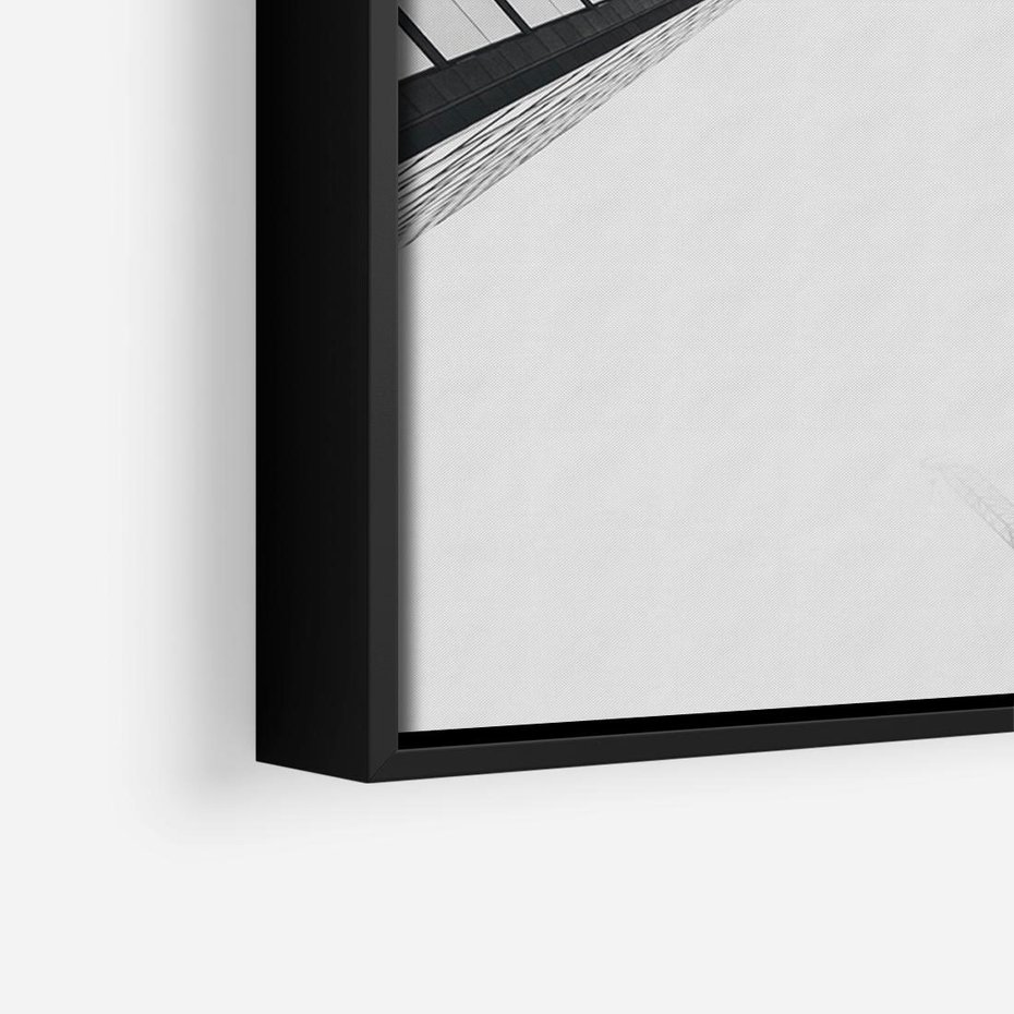Obraz w ramie 70x50 - Nowoczesna Dynamika - perspektywa, wieżowce - rama czarna