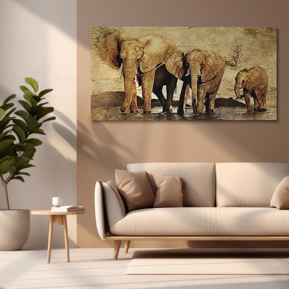 Obraz na płótnie 100x50 - Sztuka abstrakcyjna: Słonie - słonie, sztuka