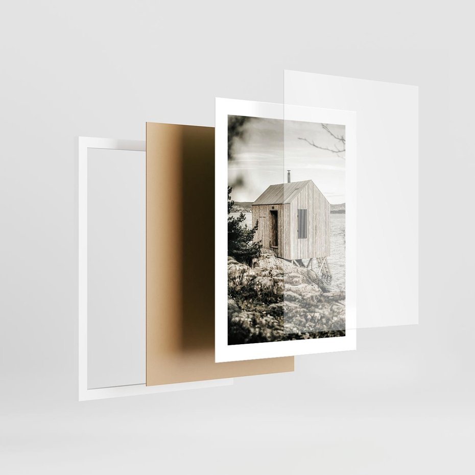 Plakat w ramie 30x40 - Nostalgiczna Oaza - rustykalny domek, domek nad jeziorem - rama biała