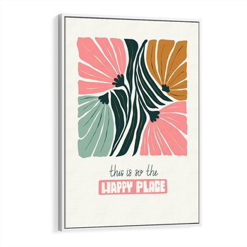 Obraz w ramie 50x70 - Impresje kwiatowej abstrakcji - retro kwiatowa grafika, kompozycja - rama biała