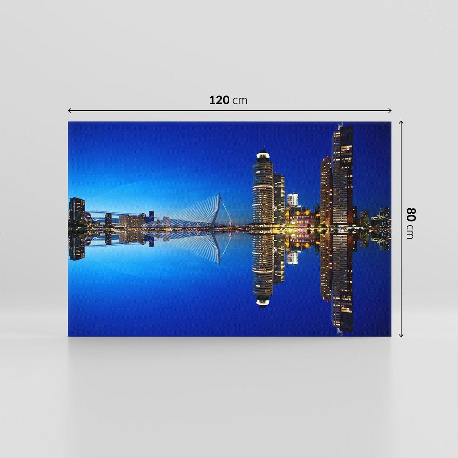 Obraz na płótnie 120x80 - Miasto nocą nad wodą - miasto, noc