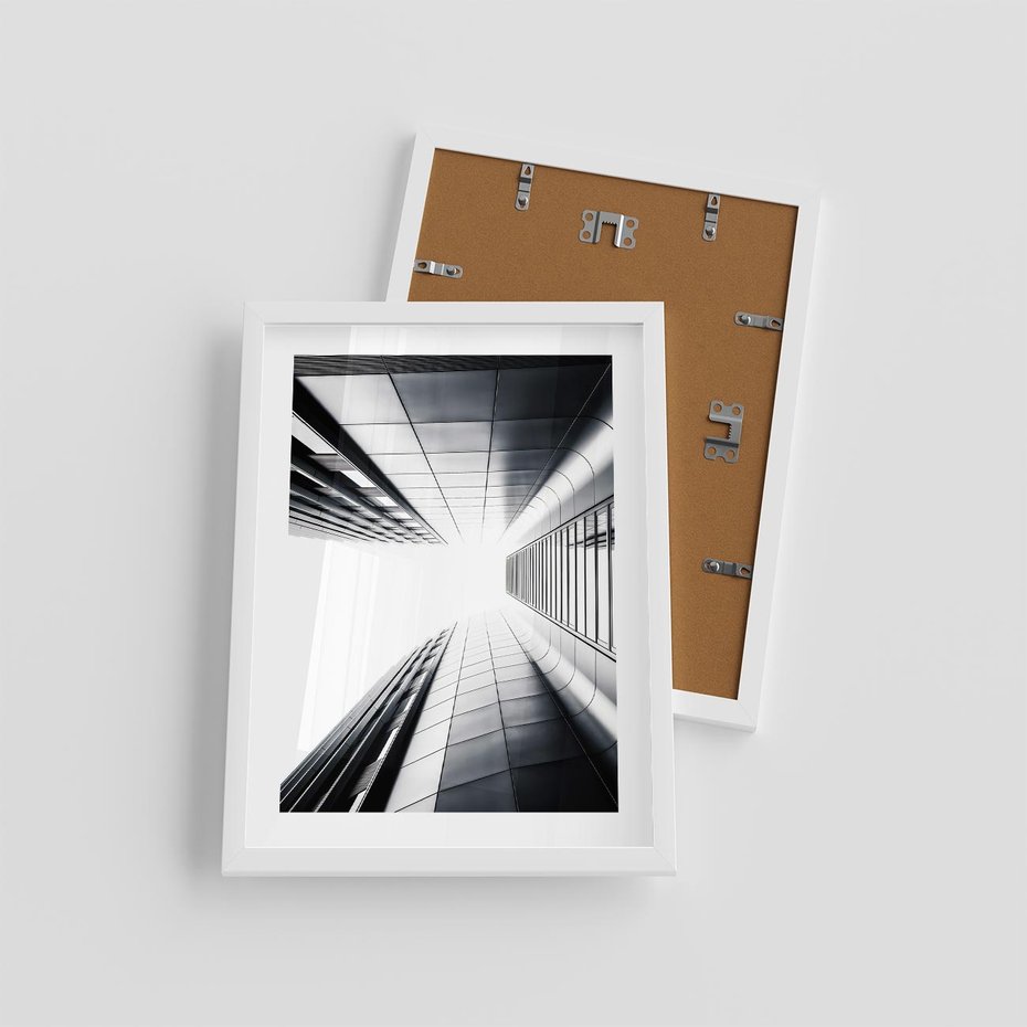 Plakat w ramie 30x40 - Architektura o Prostych Formach - architektura, proste formy - rama biała