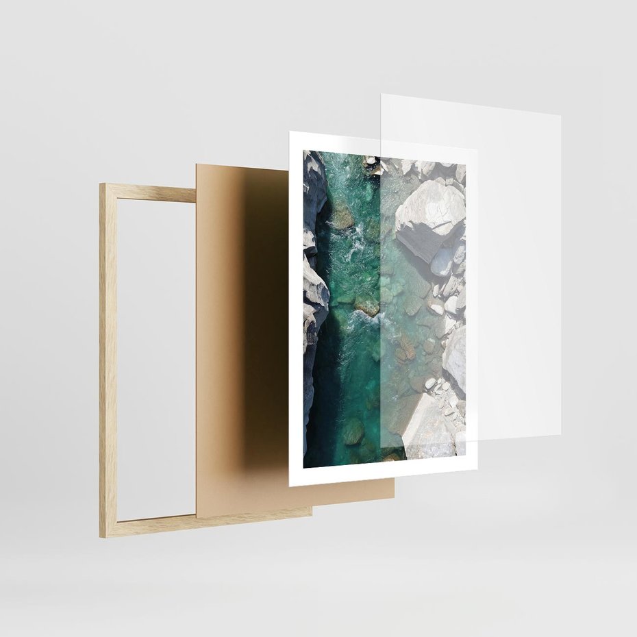 Plakat w ramie 50x70 - Spotkanie natury i siły - rzeka, skały - rama drewno