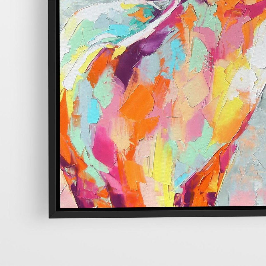 Obraz w ramie 50x50 - Impresje snów malarza - kolorowy olejny obraz, jeleń ryczący na rykowisku - rama czarna