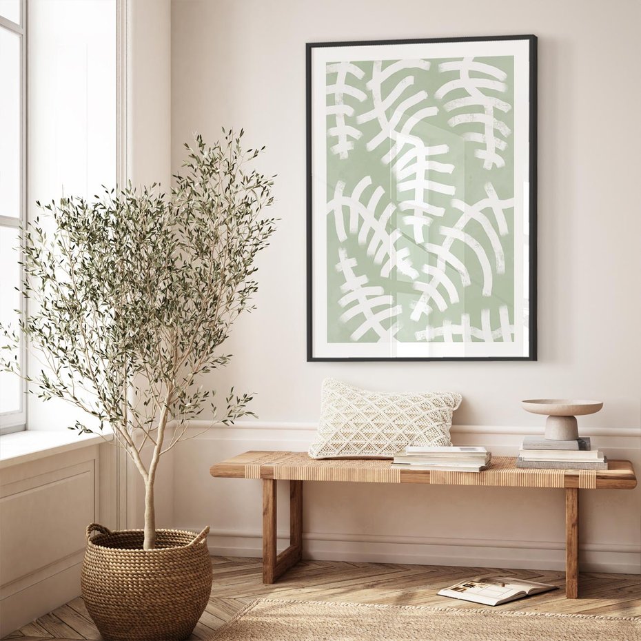 Plakat bez ramy 21x30 - Oaza Zieleni - zielona abstrakcja, zgaszona zieleń