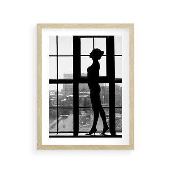 Plakat w ramie 40x50 - Piękno Kobiecej Formy - retro zdjęcie, czarno białe - rama drewno