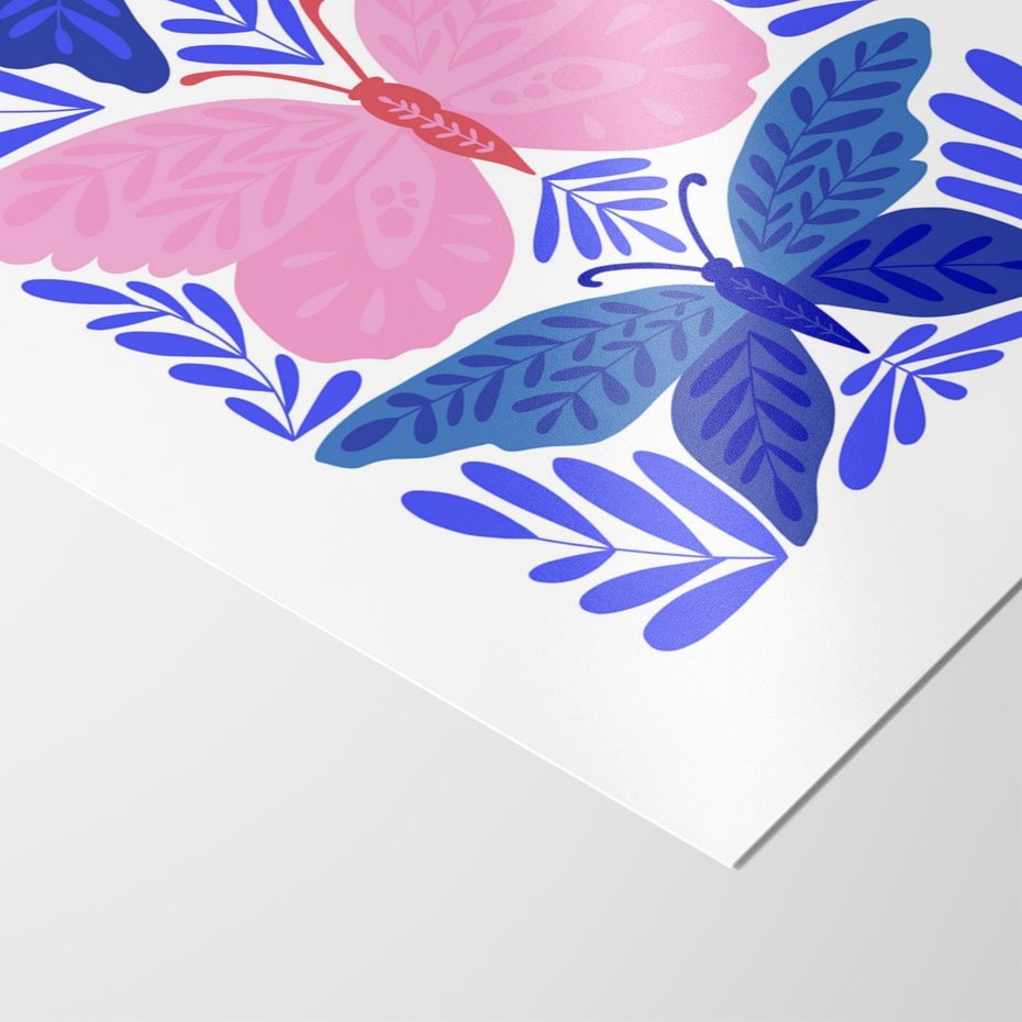 Plakat bez ramy 21x30 - Delikatna Symfonia Natury - motyle, rośliny