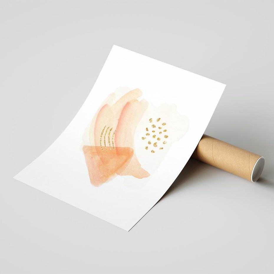 Plakat bez ramy 21x30 - Rozkwitające Odbicia Form - abstrakcyjne akwarelowe plamy, minimalizm