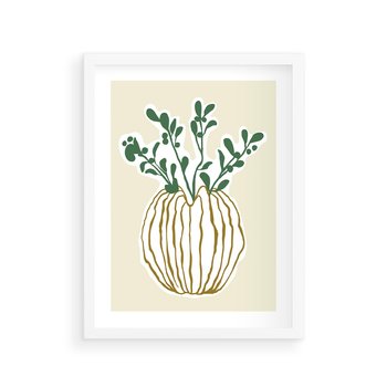 Plakat w ramie 50x70 - Przenikające Formy - abstrakcyjny plakat, kwiaty - rama biała