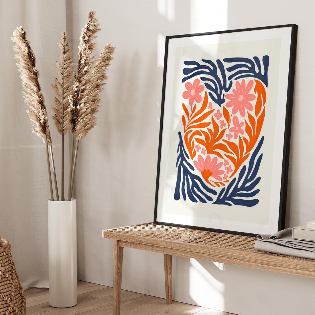 Plakat w ramie 50x70 - Kwiatami Splecione - kwiaty, nowoczesny plakat - rama czarna
