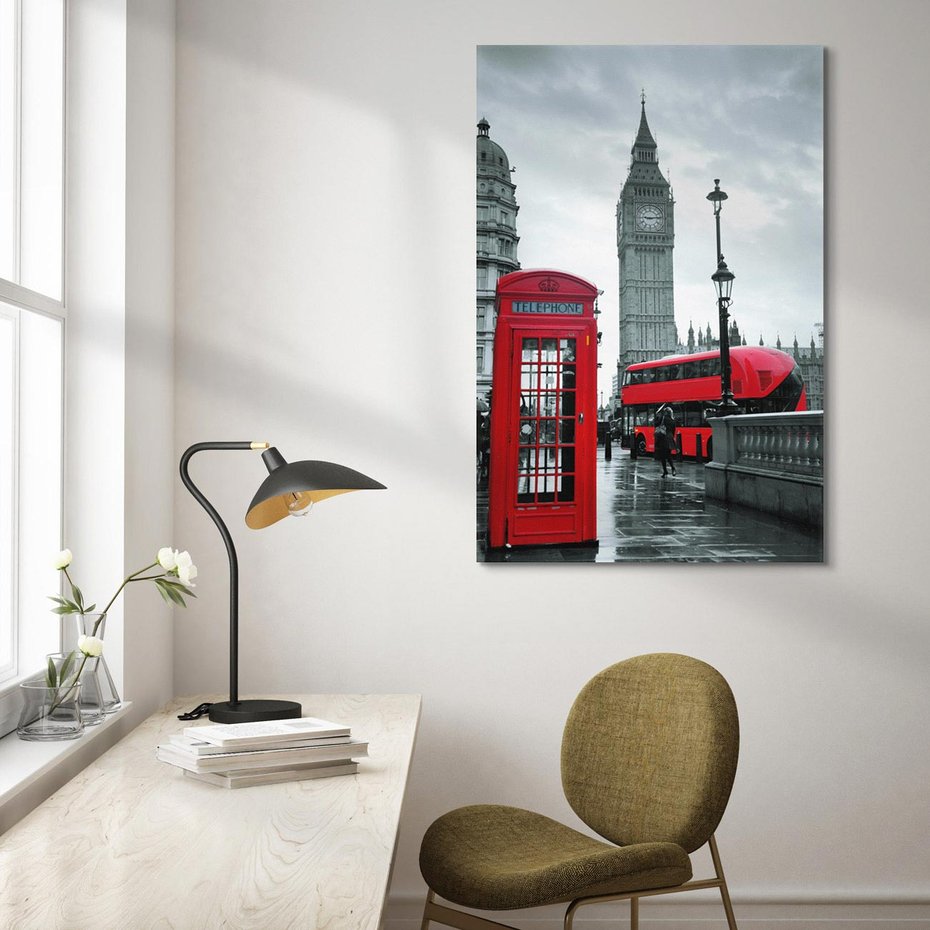 Obraz na płótnie 70x100 - Uliczka z charakterystyczną budką w Londynie - Londyn, budka