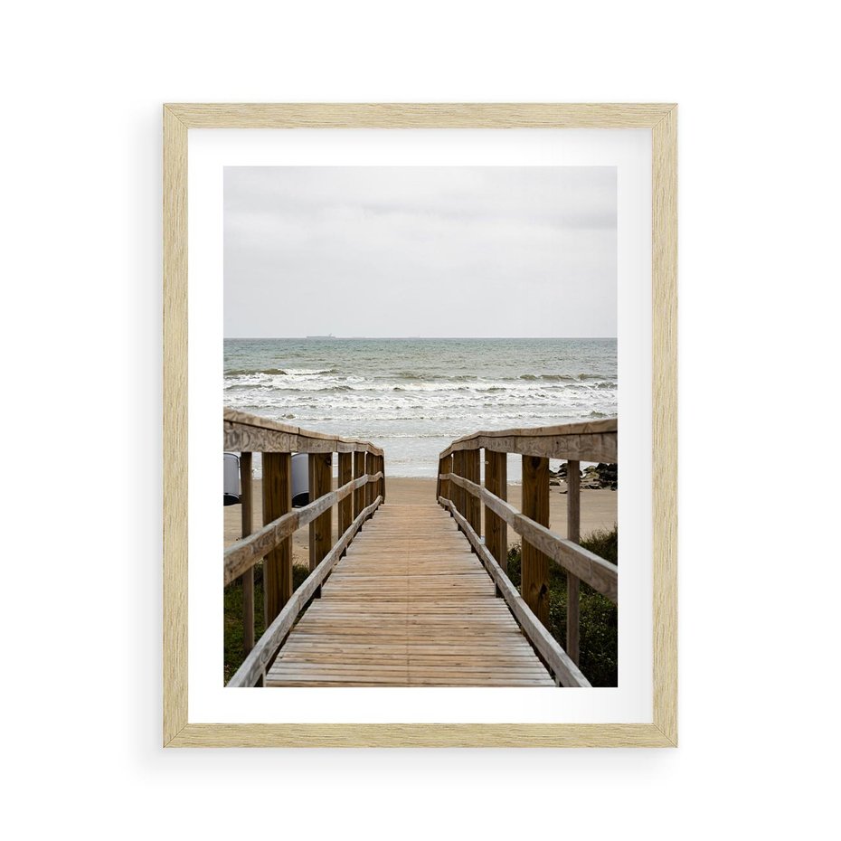 Plakat w ramie 40x50 - Morze i drewniany pomost - morze, pomost - rama drewno