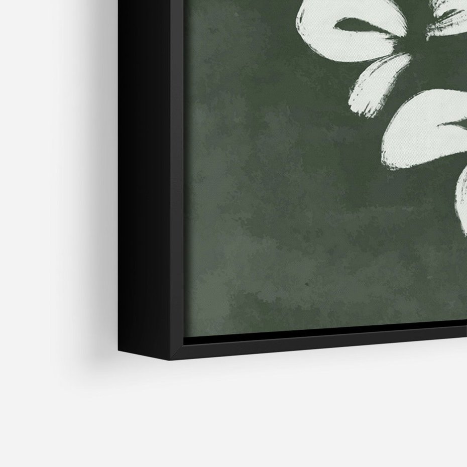 Obraz w ramie 50x70 - Rozkwitające Zielone Gałęzie - abstrakcyjne delikatne zielone linie, podobne do gałęzi kwiatów - rama czarna