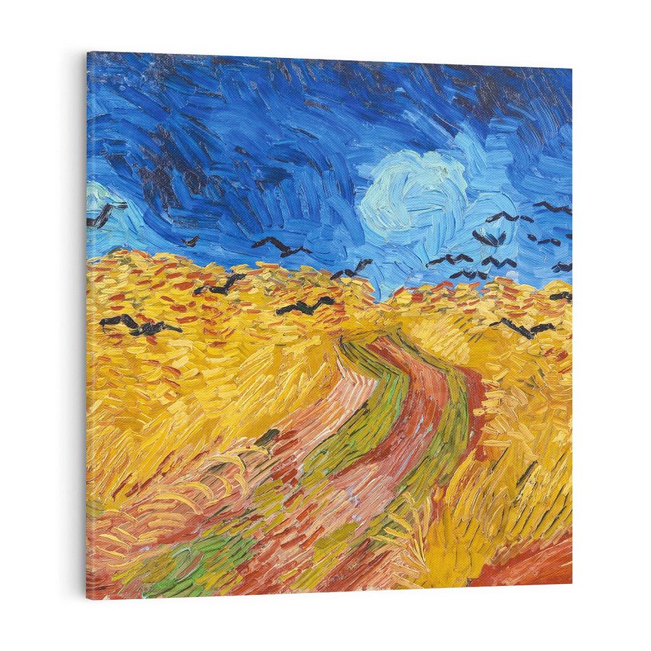 Obraz na płótnie 50x50 - "Wheatfield with Crows" (1890) Vincent van Gogh - Reprodukcja - reprodukcja, obraz na płótnie