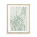 Plakat w ramie 50x70 - Migotliwa Spokojna Zieleń - zielony plakat, abstrakcyjne splątane linie - rama drewno