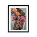 Plakat w ramie 30x40 - Z Głową w Kwiatach - obraz olejny, sztuka nowoczesna - rama czarna