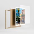 Plakat w ramie 30x40 - Spokój Miasta nad Morzem - akwarela, sródziemnomorski klimat - rama drewno