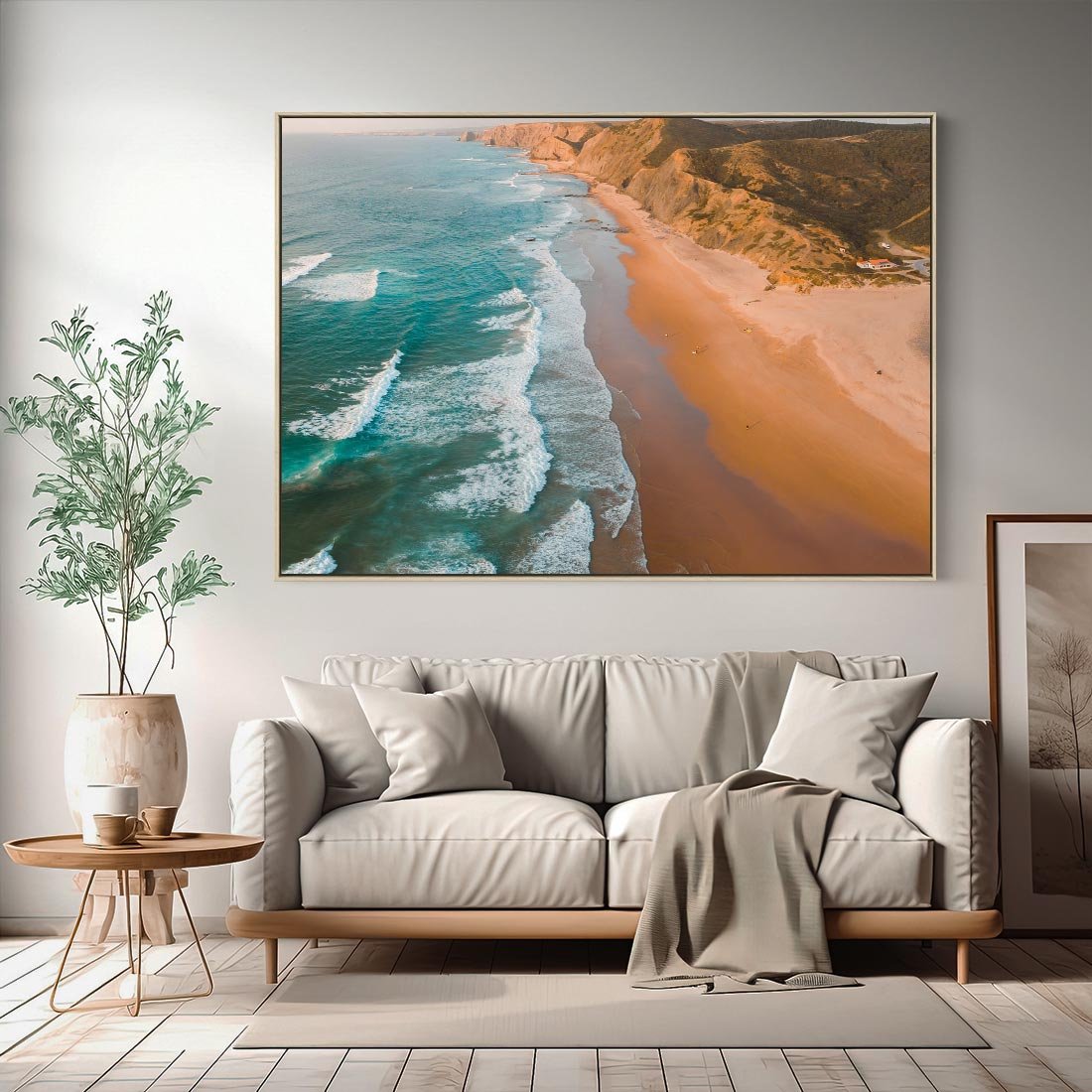 Obraz w ramie 70x50 - Z Lotu Ptaka - fotografia, plaża - rama drewno