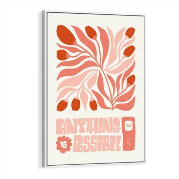 Obraz w ramie 50x70 - Migotliwa Euforia - kompozycja w łososiowym kolorze, kwiaty - rama biała