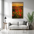 Obraz na płótnie 80x120 - Maki przy zachodzie słońca - maki, zachód