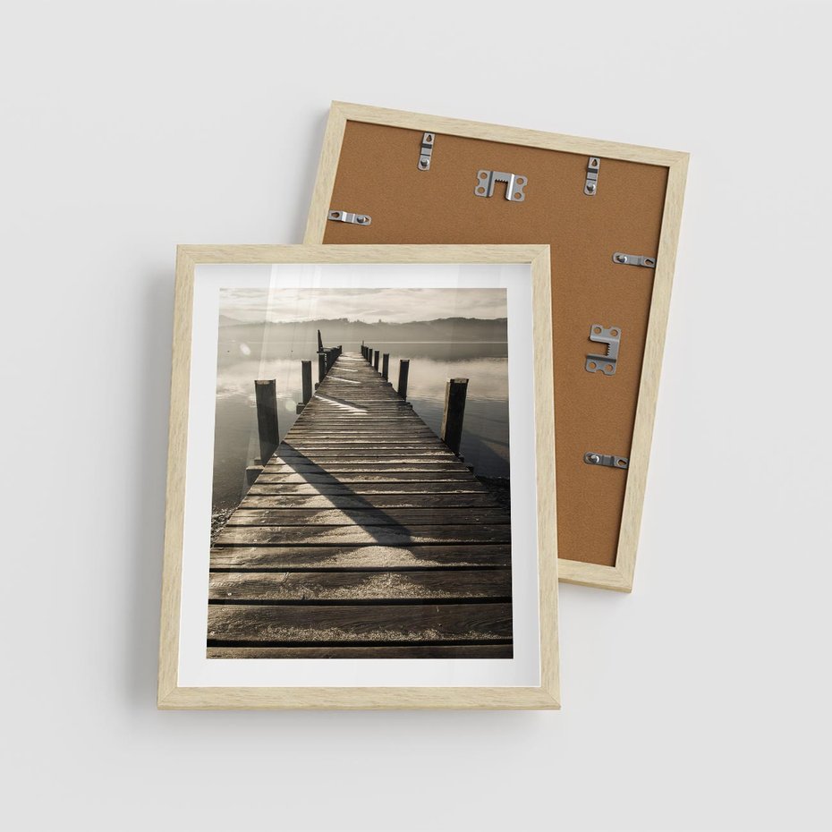 Plakat w ramie 40x50 - Pomost nad jeziorem - pomost, jezioro - rama drewno