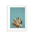 Plakat w ramie 30x40 - Piękno Natury - złote, liście - rama biała