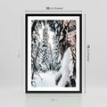 Plakat w ramie 50x70 - Drzewa pod Śniegiem - zima las, drzewa pod śniegiem - rama czarna