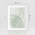 Plakat w ramie 40x50 - Migotliwa Spokojna Zieleń - zielony plakat, abstrakcyjne splątane linie - rama biała
