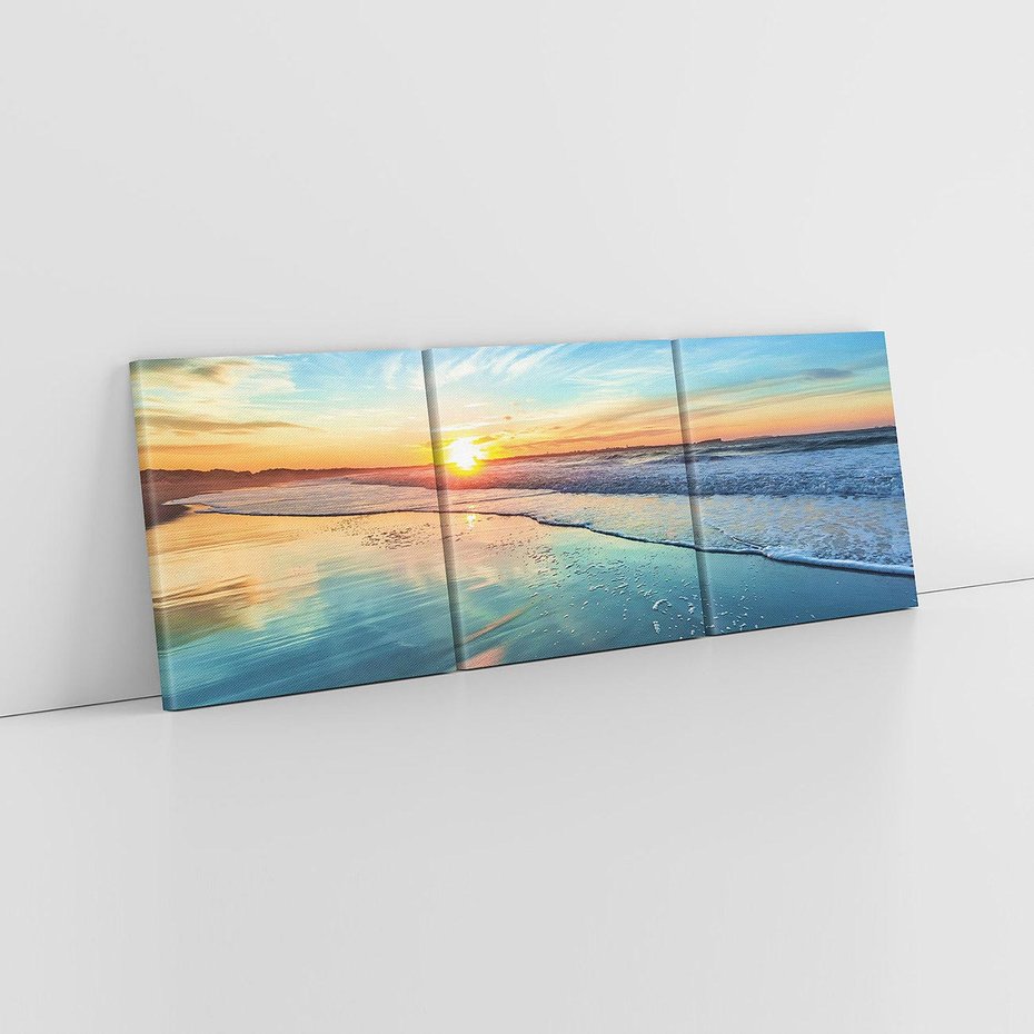 Obraz na płótnie 120x40 - spotkanie przy horyzoncie - morze, plaża