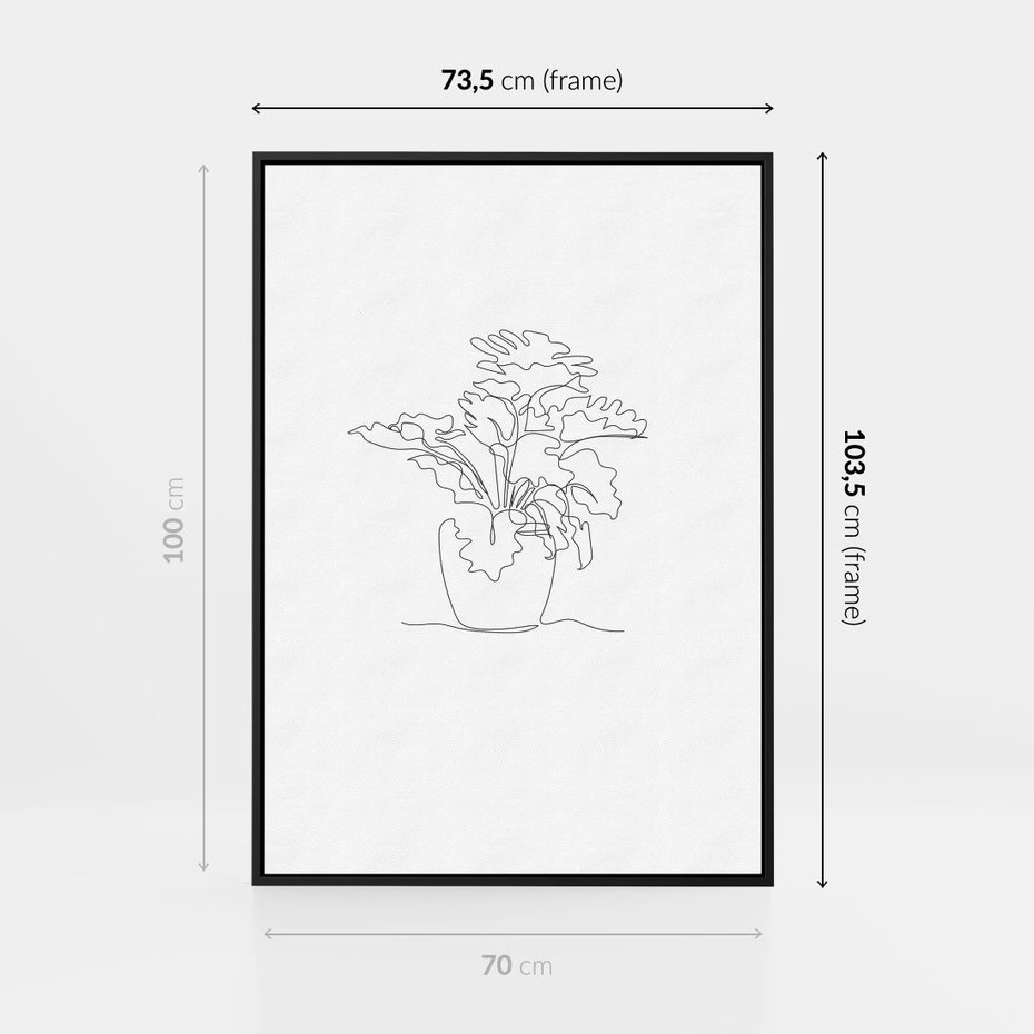 Obraz w ramie 70x100 - Rozkwitające Formy - szkic, minimalizm - rama czarna