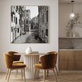 Obraz w ramie 50x50 - Weneckie Kanały - czarno białe zdjęcie, wenecja - rama drewno