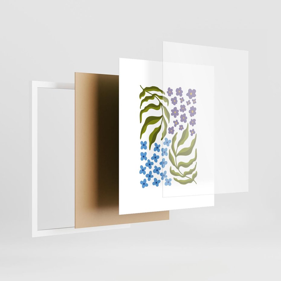 Plakat w ramie 40x50 - Księga Kształtów Bez Granic - kwiaty, sztuka nowoczesna - rama biała