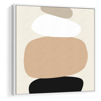 Obraz w ramie 50x50 - Zgeometryzowane Kształty - modernistyczny plakat, obłe kształty - rama biała