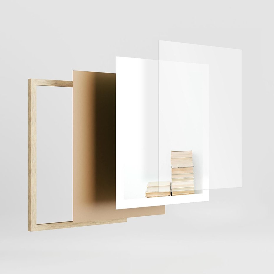 Plakat w ramie 40x50 - Estetyka Literatury - stos książek, minimalistyczna kompozycja - rama drewno