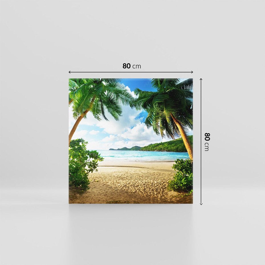 Obraz na płótnie 80x80 - Rajskie Seszele - plaża i palmy - Seszele, plaża