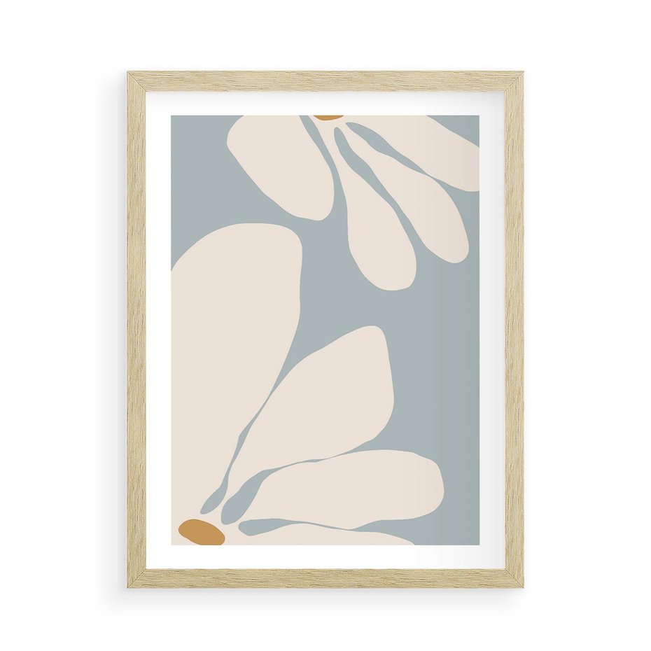 Plakat w ramie 50x70 - Pastelowe Marzenia Kwiatów - kwiaty, nowoczesne i minimalistyczne - rama drewno