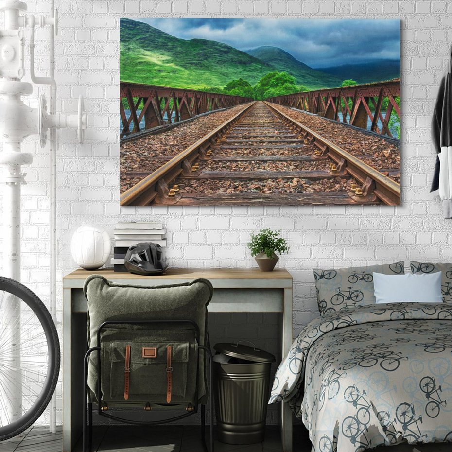 Obraz na płótnie 70x50 - Most Kolejowy - Tropy Podróży w Nocnej Ciszy - most, kolej