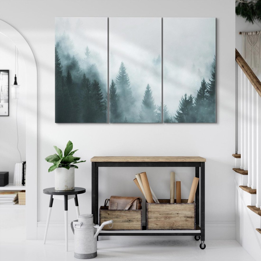 Obraz na płótnie 120x80 - Las w Mgłe - las, we