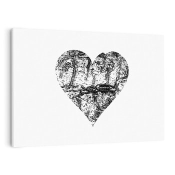 Obraz na płótnie 70x50 - Drzewo Serca - czarne serce, tekstura jak kora drzewa