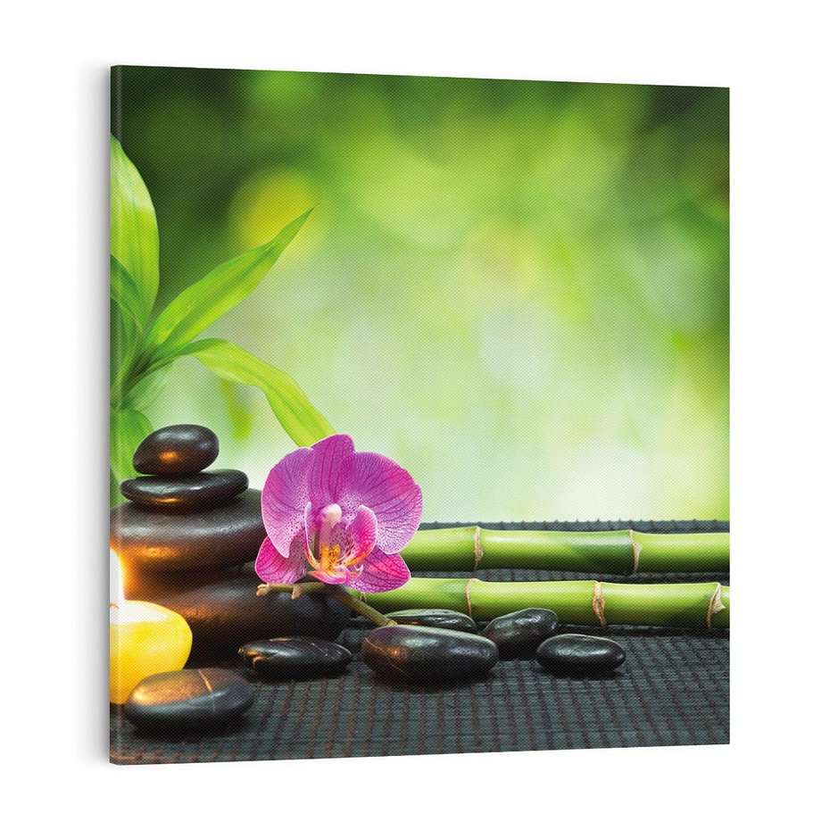 Obraz na płótnie 70x70 - Ukojenie kamieni w SPA - kamienie, SPA