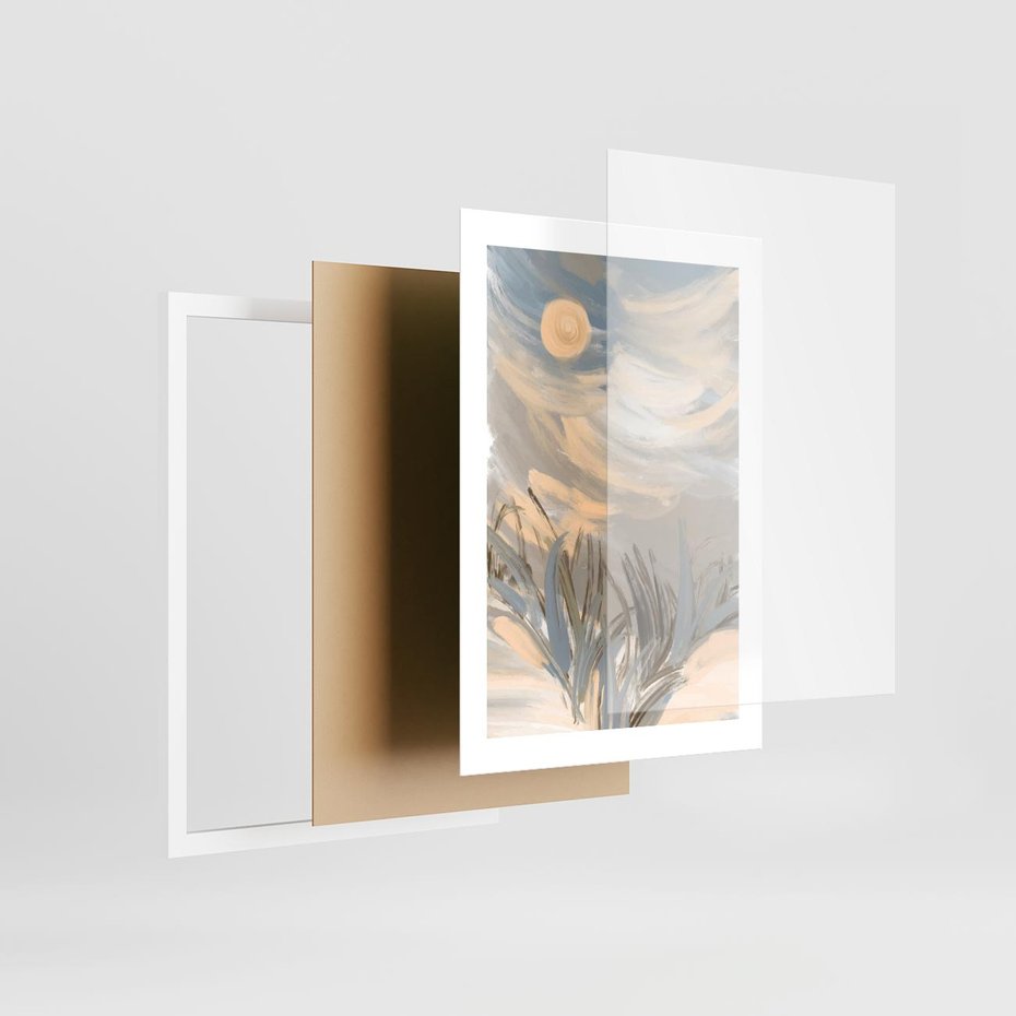Plakat w ramie 30x40 - Światłości Taniec - akwarela, obraz - rama biała