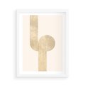 Plakat w ramie 50x70 - Podróżne Kształty - geometryczne linie w złotym kolorze, minimalizm - rama biała