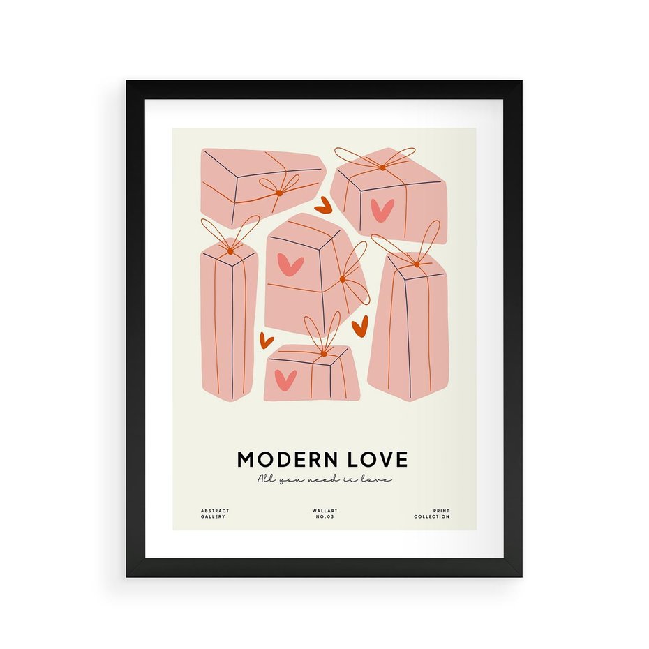 Plakat w ramie 40x50 - Nowoczesna Miłość - nowoczesna grafika, pastelowe kolory - rama czarna