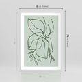 Plakat w ramie 50x70 - Energetyczne Odrodzenie Natury - abstrakcyjne delikatne zielone linie, podobne do gałęzi kwiatów - rama biała