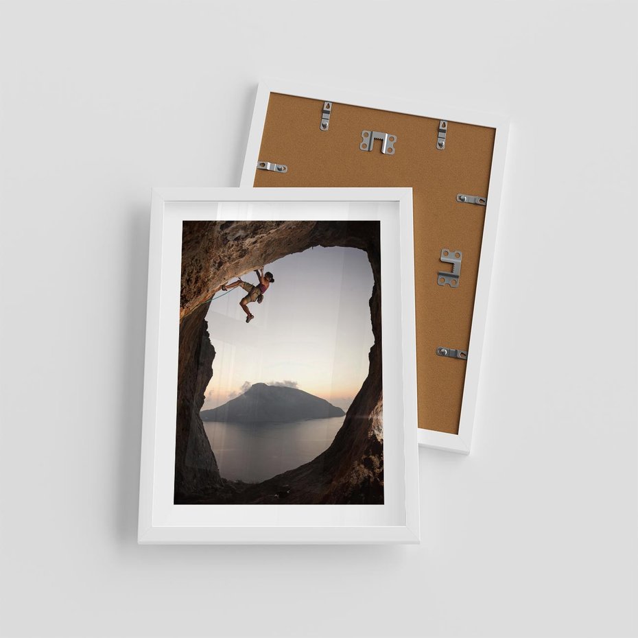 Plakat w ramie 30x40 - Wspinaczka na Wysokie Góry - wspinaczka, góry - rama biała