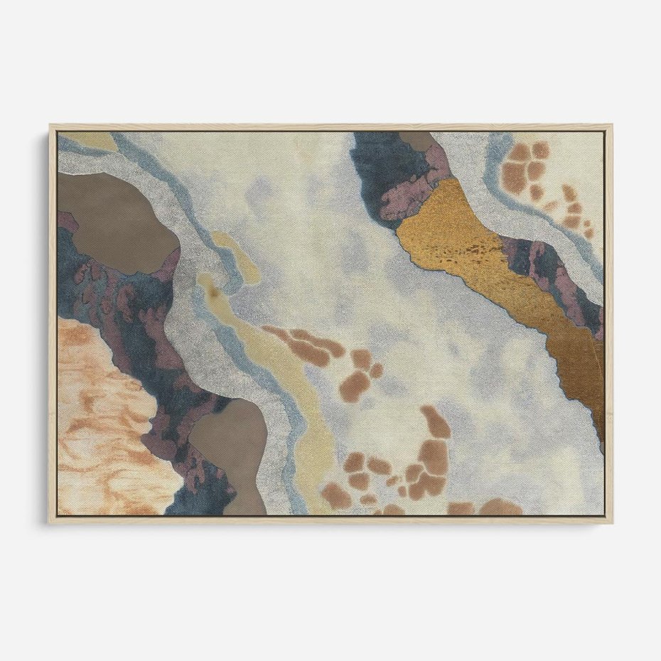 Obraz w ramie 70x50 - Melancholijne oddechy pędzla - abstrakcyjne formy, zgaszone kolory - rama drewno