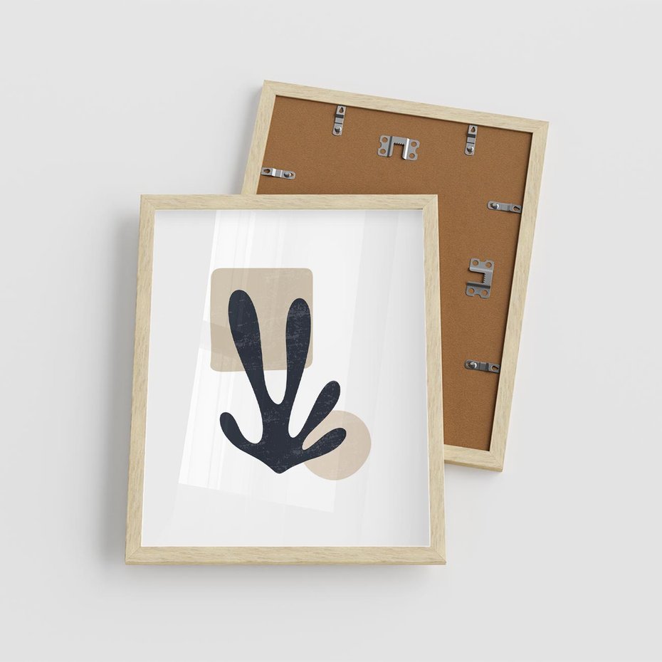 Plakat w ramie 40x50 - Granatowa Odsłona - minimalistyczna nowczesna grafika, styl matisse - rama drewno