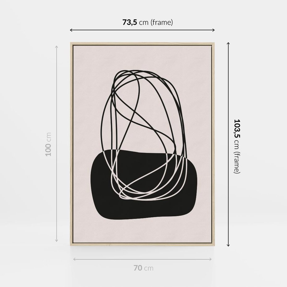 Obraz w ramie 70x100 - Linie Eksploracji - abstrakcyjne szkicowane linie, minimalizm - rama drewno