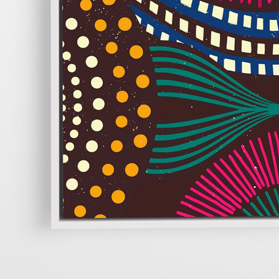 Obraz w ramie 50x70 - Energia Wzorców - enticzne wzory, kształty - rama biała